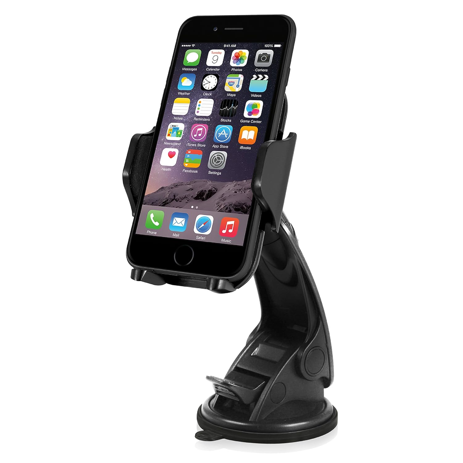 Macally Windshield Phone Mount, Adjustable Suction Cup Window Mount Phone Holder for iPhone XS XS Max XR X 8 Plus 7+ 6s 6 Plus SE Samsung Galaxy Note9 S9 S9+ S8 Note 5 Nexus Xperia Moto Smartphones