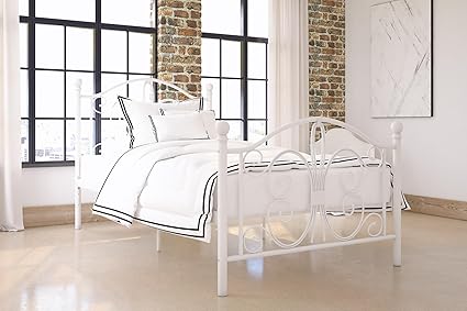 Amazon Com White Twin Size Metal Bed Bedding Traditional