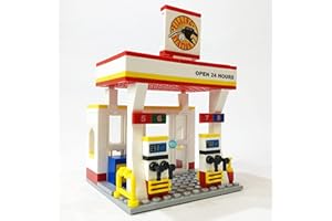 Brick Loot Exclusive Mini City Gas Fuel Station - Custom Designed 146 Piece Model - Compatible with Lego and Other Major Brick Brands