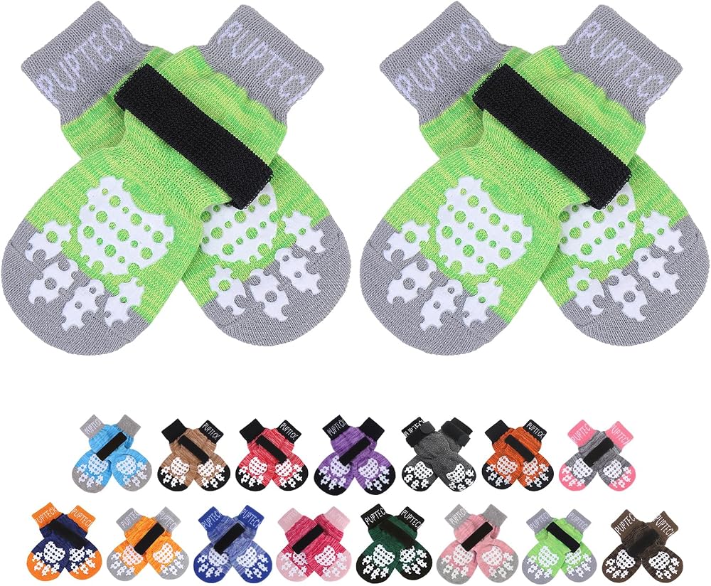 PUPTECK 2 Pairs Anti-Slip Dog Socks Paws Stop Licking Boots Small Large