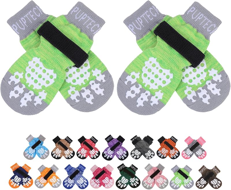 PUPTECK 2 Pairs Anti-Slip Dog Socks Paws Stop Licking Boots Small Large