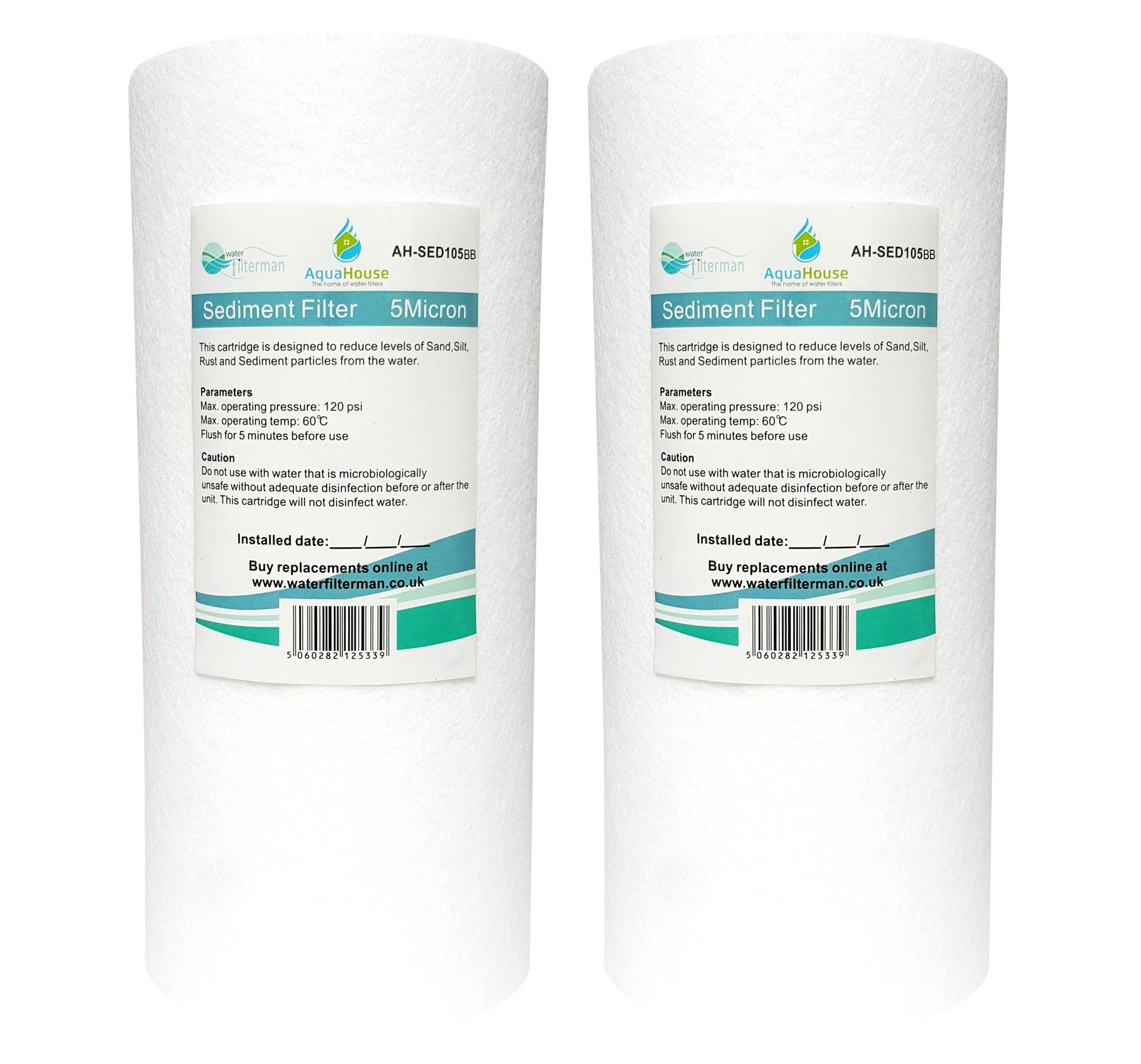 2X AquaHouse 10" x 4.5" Jumbo Sediment Water Filter Cartridge for Sediment Filtration, fits Jumbo/BB 10" Filter housings - 5 Micron