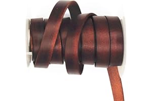 Glory Qin 2 Yards 10mmx2mm Genuine Cow Hide Flat Leather Strip, 10mm Wide Real Leather Craft for Jewelry Making LeatherRush (Brown 2 Yards)