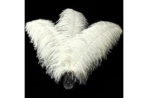 Larryhot Beige Large Ostrich Feathers Bulk- 16-18 inches 10pcs for Wedding Party Centerpieces,Flower Arrangement and Home Decorations (Beige)