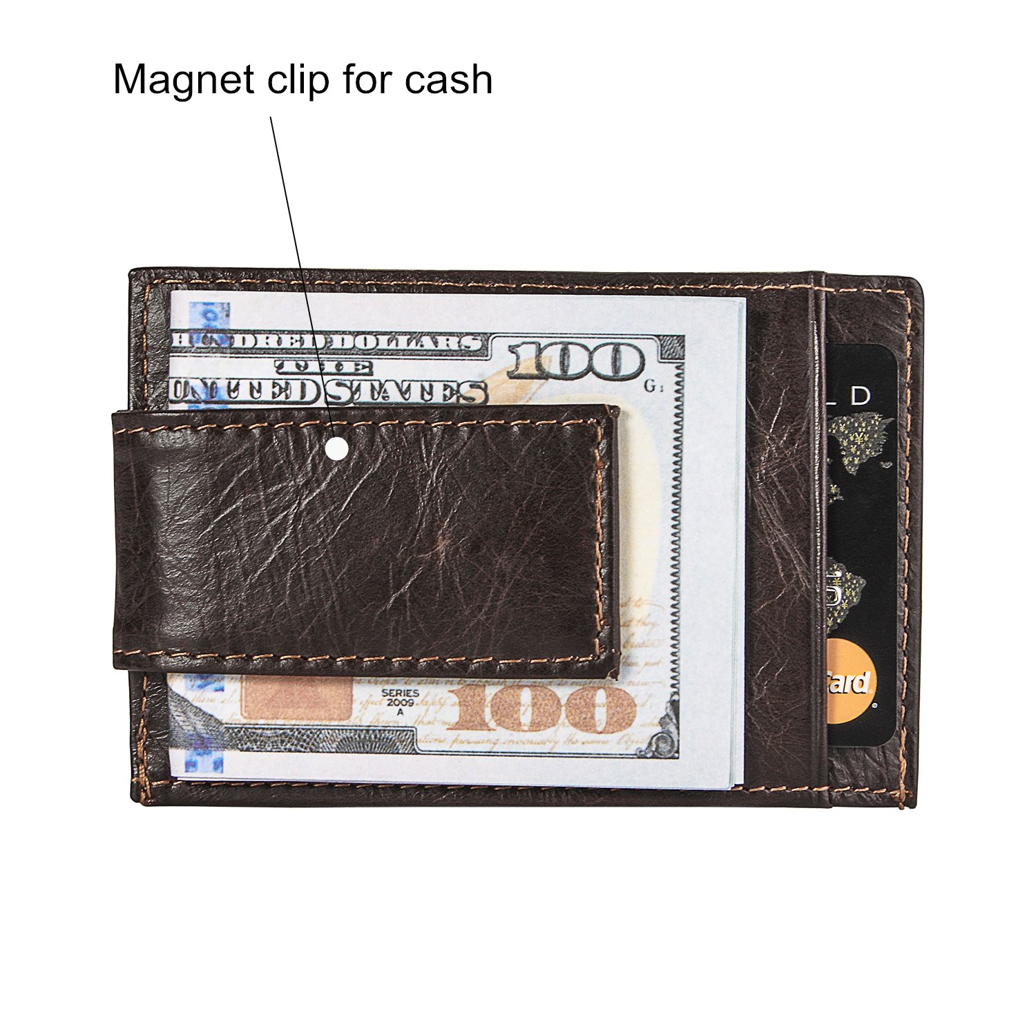 Genuine Leather Slim Wallet - Minimalist Front Pocket Wallet - Leather Money Clip Wallet Card Holders