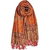 AUSEKALY Pashmina Feel Shawls Wraps for Women Rave Scarf Soft Silky Reversible Men Scarves