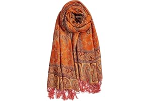 AUSEKALY Pashmina Feel Shawls Wraps for Women Rave Scarf Soft Silky Reversible Men Scarves
