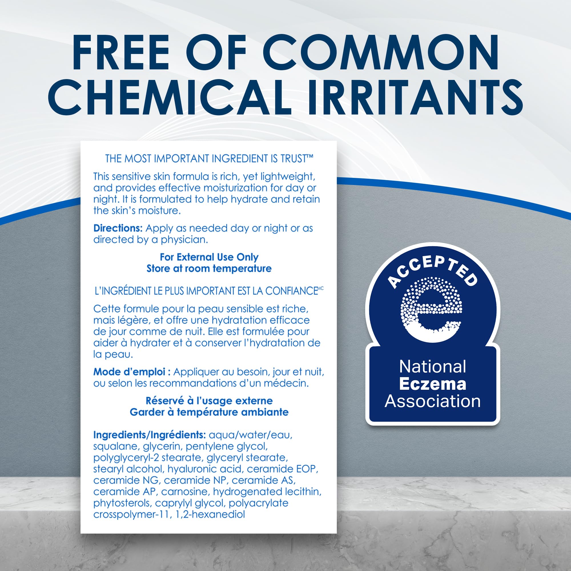 Vanicream Daily Facial Moisturizer With Ceramides and Hyaluronic Acid - Formulated Without Common Irritants for Those with Sensitive Skin, 3 fl oz (Pack of 1)