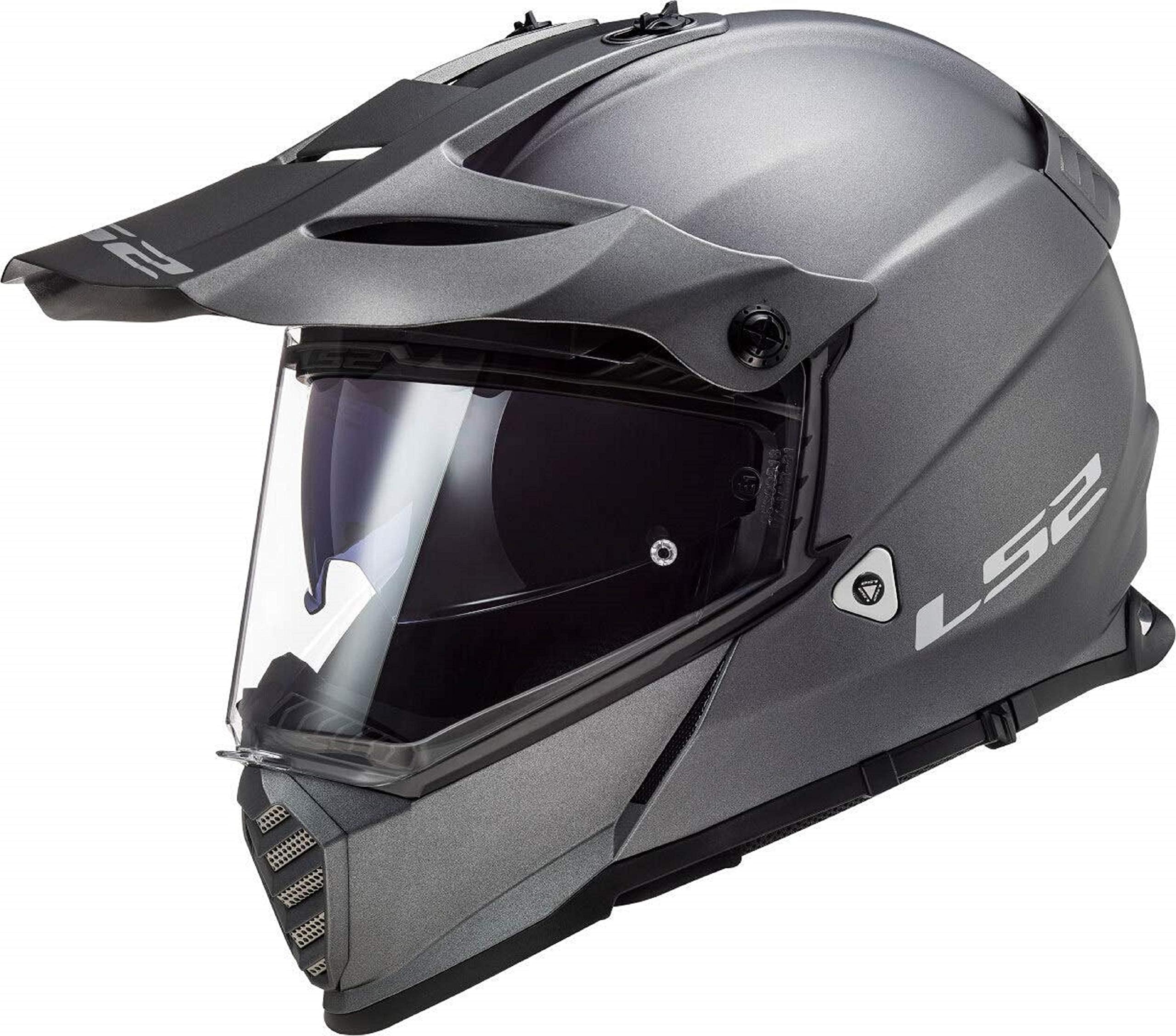 LS2 MX436 PIONEER EVO DUAL SPORT ADVENTURE HELMET - Adult Motocross Off Road Racing ATV Motorcycle Motorbike Sports Enduro Full Face Helmet Matt Titanium