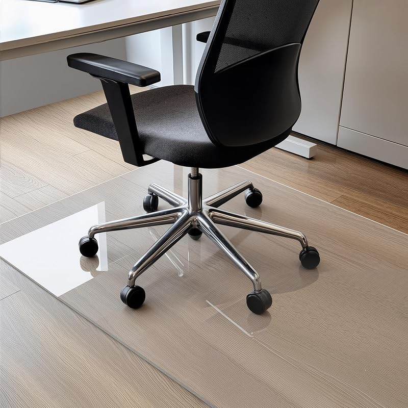 Protetor de chão para cadeira de rodas com rodas, tapete transparente de alta clareza 100 x 120 cm - 01, tapete de PVC liso para escritório, parquet, secretária ou jogos, anti-riscos e durável