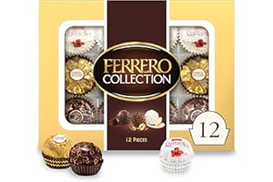 FERRERO ROCHER Ferrero Collection, 12 Count, Premium Gourmet Assorted Hazelnut Milk Chocolate, Dark Chocolate and Coconut, 4.6 oz