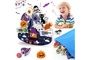 IPOURUP Halloween Toys for Kids 3-10 Kids Wooden Stacking Blocks Toy Birthday Gifts for 4 5 6 7 8 9 Year Old Boys Girls Toy Kid Balance Competition Games for Ages 5-7 Party Favors Boo Basket Stuffers