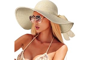EW EAST WATER Beach Sun Hats for Women,Wide Brim Straw Hat Floppy Packable UPF 50+ UV Protection with for Summer