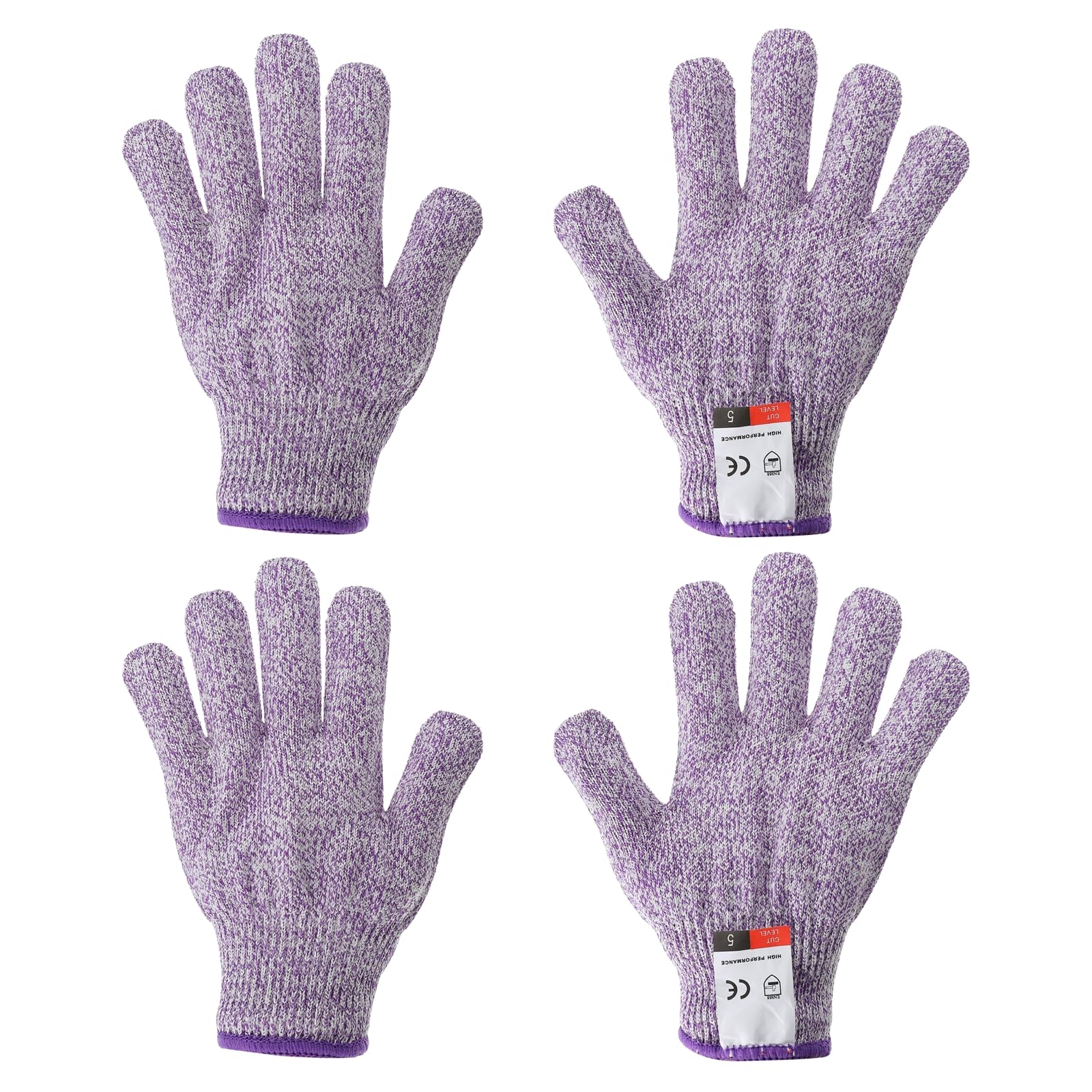 PATIKIL Cut Resistant Gloves, 2 Pair Level 5 Protection Anti Cutting Gloves Cut Proof Gloves for Kitchen Wood Carving Working, Extra Large, Purple