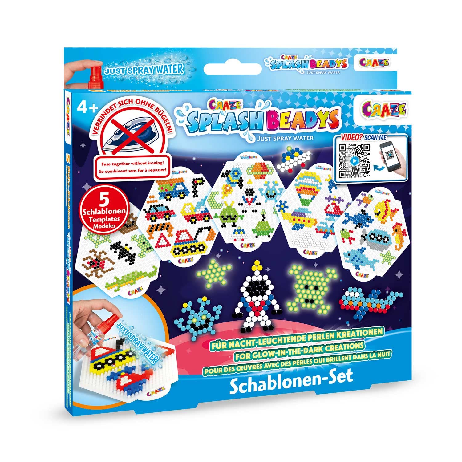 CRAZE Splash Beadys Stencil Set for Fuse Beads Boys Motive 11065 Multi-Colour