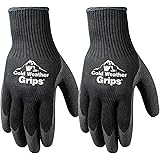 Wells Lamont Cold Weather Latex Grip Versatile Winter Work Gloves | Cut & Tear Resistant | 2-Pair Pack, Large (526LN) , Black