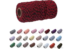 EQARP 1 Roll 2mm 109 Yard Colourful Cotton Cord Bakers Twine DIY Crafts Gift Wrapping Christmas Wedding Home Decor String Rope (Red+Black)