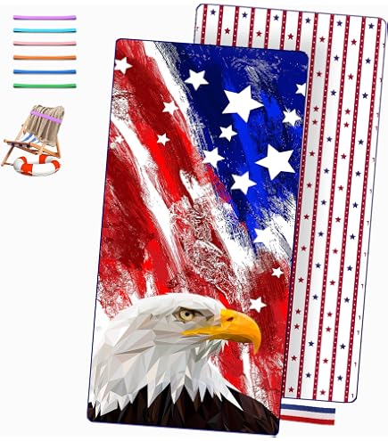 VANZEV Beach Towel Deer American Flag Design – Sand-Free Microfiber Quick Dry Towel 52x32 Inches – For Pool, Swim & Travel - View #8