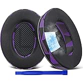 SoloWIT Cooling-Gel Replacement Ear Pads for Bose QuietComfort 35 (QC35) and Quiet Comfort 35 II (QC35 II) Over-Ear Headphones, Earpads Cushions with Ice Silk Fabric - Purple Black