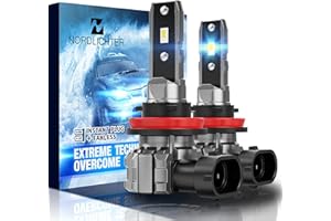 N NORDLICHTER H11 LED Bulbs, H9 H8 H11 Fog Light Bulbs 12000LM 60W 6500K Xenon White Fanless Wireless Halogen Replacement for Car (Pack of 2)