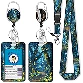 Gctriki Forest Fireflies Lanyards for ID Badges, Retractable Badge Holder with Heavy Duty Clip Keychain, Cruise Ship Cards Holder Name Tag ID Card, Teacher Nurse Women Men Security Staff Office Gift