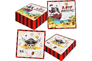 CMUSKO Pirate Birthday Party Napkins, 40Pcs Pirate Party Supplies Napkins, Disposable Pirate Treasure Theme Birthday Napkins for Pirate Birthday Party Decorations