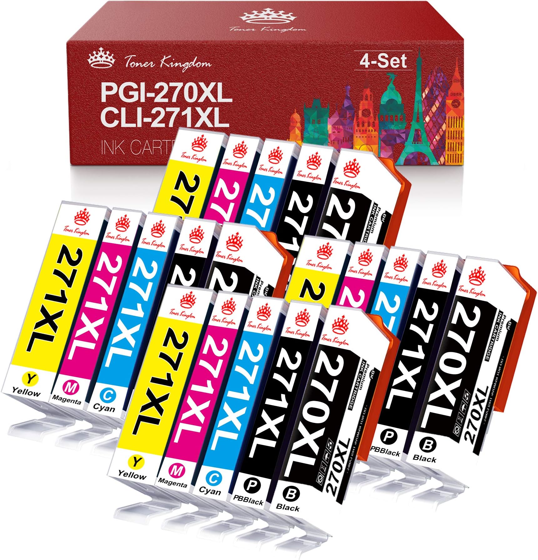 Toner Kingdom Compatible Ink Cartridge Replacement for Canon 270XL 271XL CLI271 PGI270 PGI270XL 271C C271 CLI271XL Pixma TS6020 MG6821 MG5720 MG6820 TS5020 MG5722 MG5721 MG6822 Printer (20 Pack)