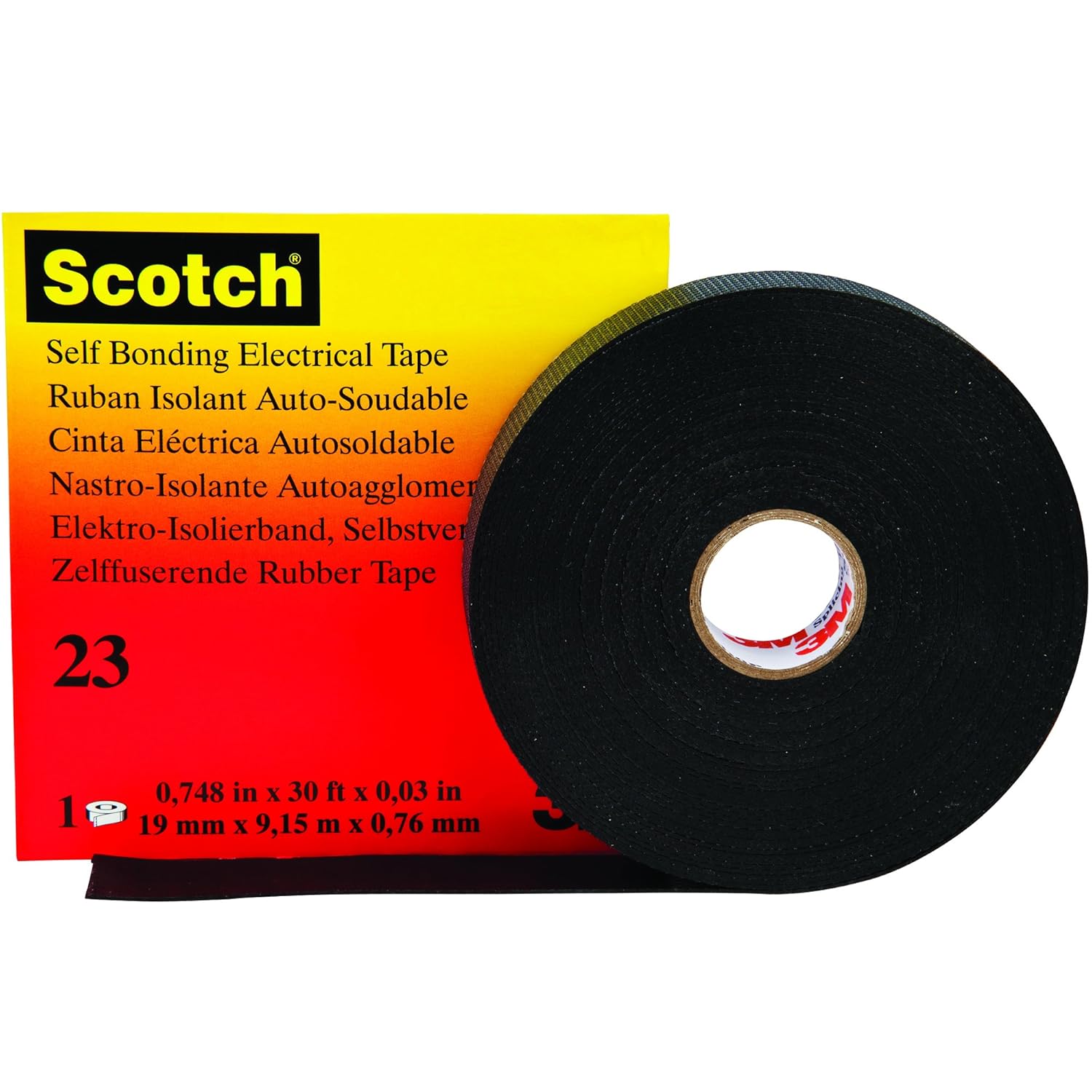 3M 23 Electrical Tape, 3/4" x 30', Black, 2/Case, 3M Stock 7000007286