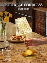 One Fire 10-Way Dimmable Rechargeable Glass Table Lamp 3 Color Touch view 3