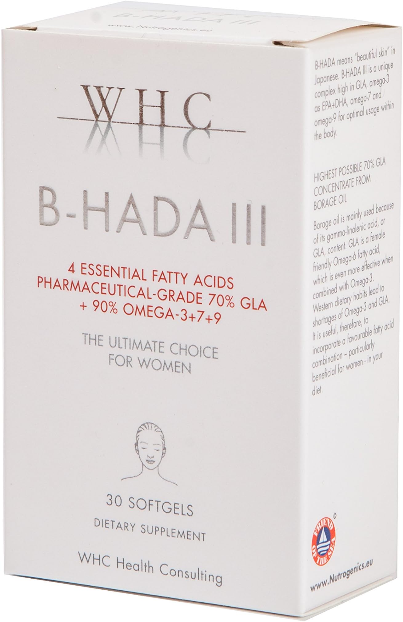 WHC B-HADA III, Omega Supplement for Women - Omega 3 - Omega 7 - Omega 9 - Fish Oil, Borage Oil and Sea Buckthorn Oil