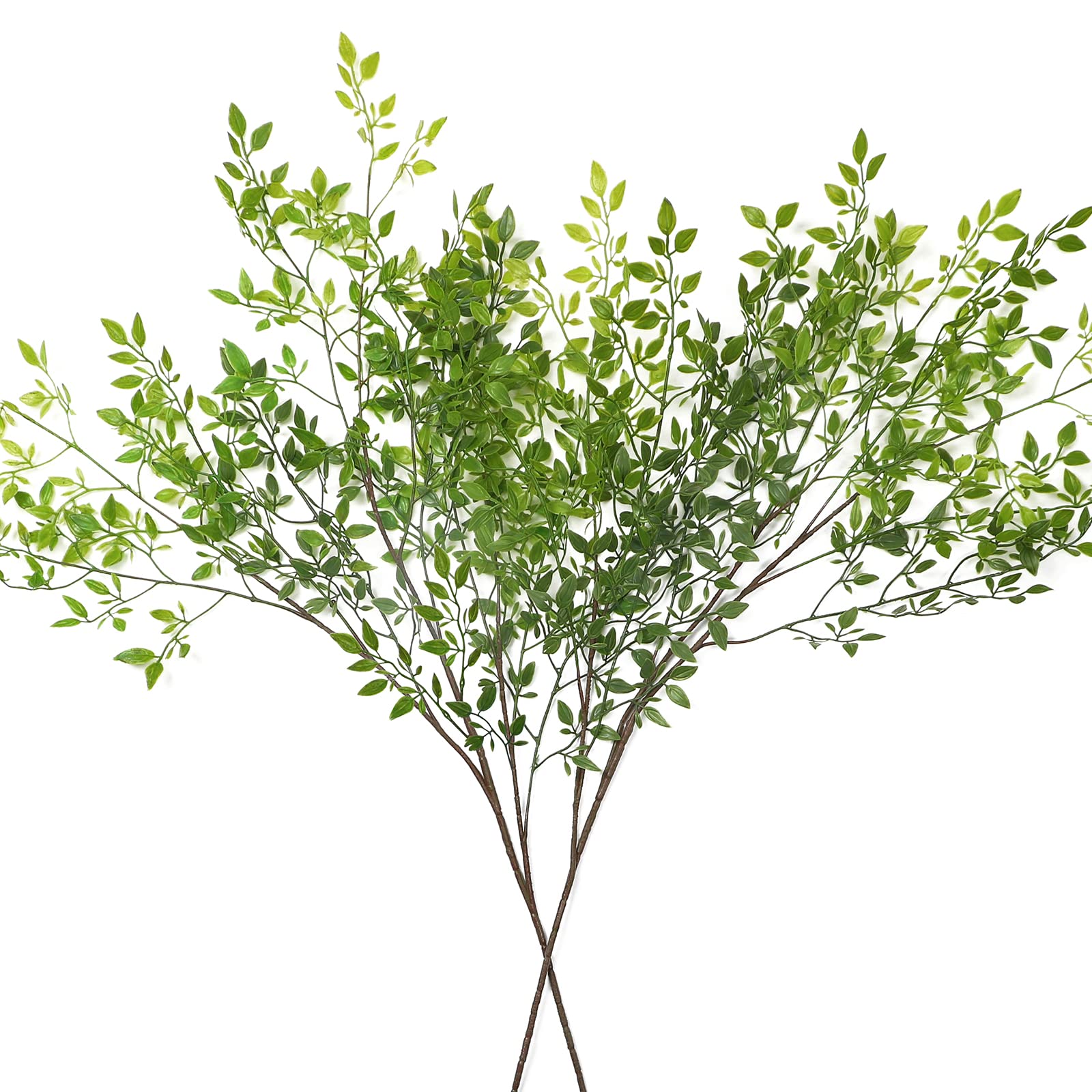 Dremisland 2PCS Artificial Plants 43.3in Artificial Greenery Stems Nandina Leaves Stems Branches Artificial Bamboo Plant for Vase Fake Shrubs Plants Green Bushes for Shop Garden Office Home Decor