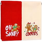 JarThenaAMCS 2Pcs Christmas Hand Towel Gingerbread Man Word Embroidered Bathroom Towels Absorbent Cotton Dish Towels for Winter Xmas Drying Cleaning Cooking, 29.5 x 13.7 Inch
