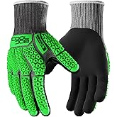 COOLJOB A5 Cut Resistant Gloves with Impact Resistant TPR, Touchscreen Nitrile Dipped Safety Work Gloves with Grip, 1/3 Pair