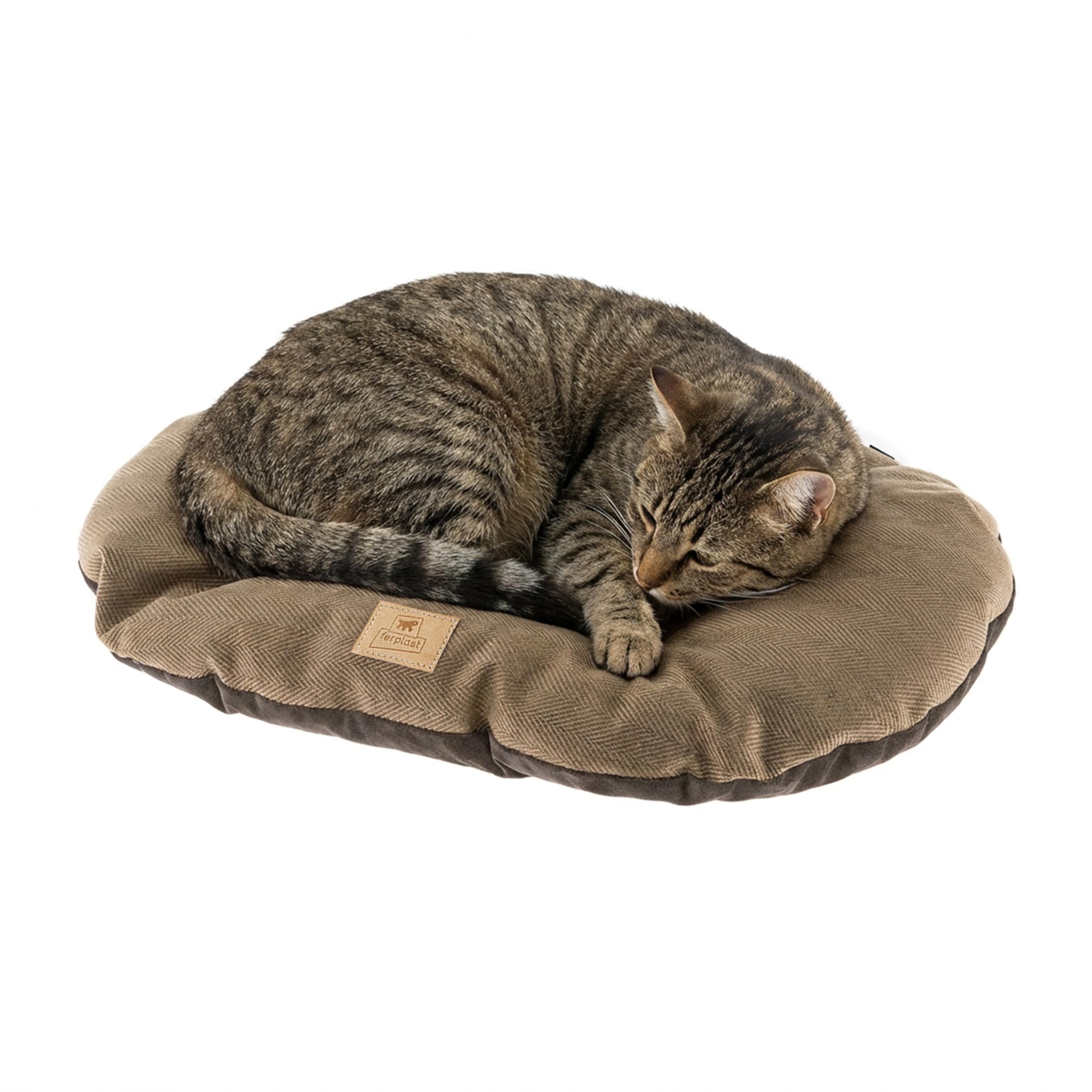 Ferplast Cat And Dog Cushion Stuart 55/4, Double-Sided, Tweed And Soft Velvet, Washable, Brown, S