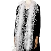 Soarer White Ostrich Feather Boa - 2Yards 1Ply Long Boas for Christmas,Wedding Party,DIY Craft Sewing,Concert(White)