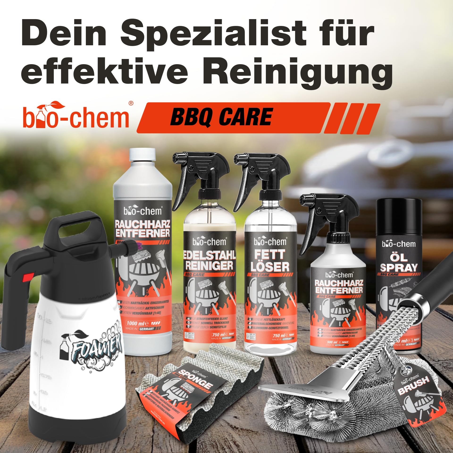 bio-chem Rauchharz-Entferner - 500 ml - Backofen- und Grillreiniger Konzentrat für Gasgrill, Edelstahl, Gusseisen u.v.m. - Extrem kraftvolle Formel gegen hartnäckige Ablagerungen - Made in DE 6