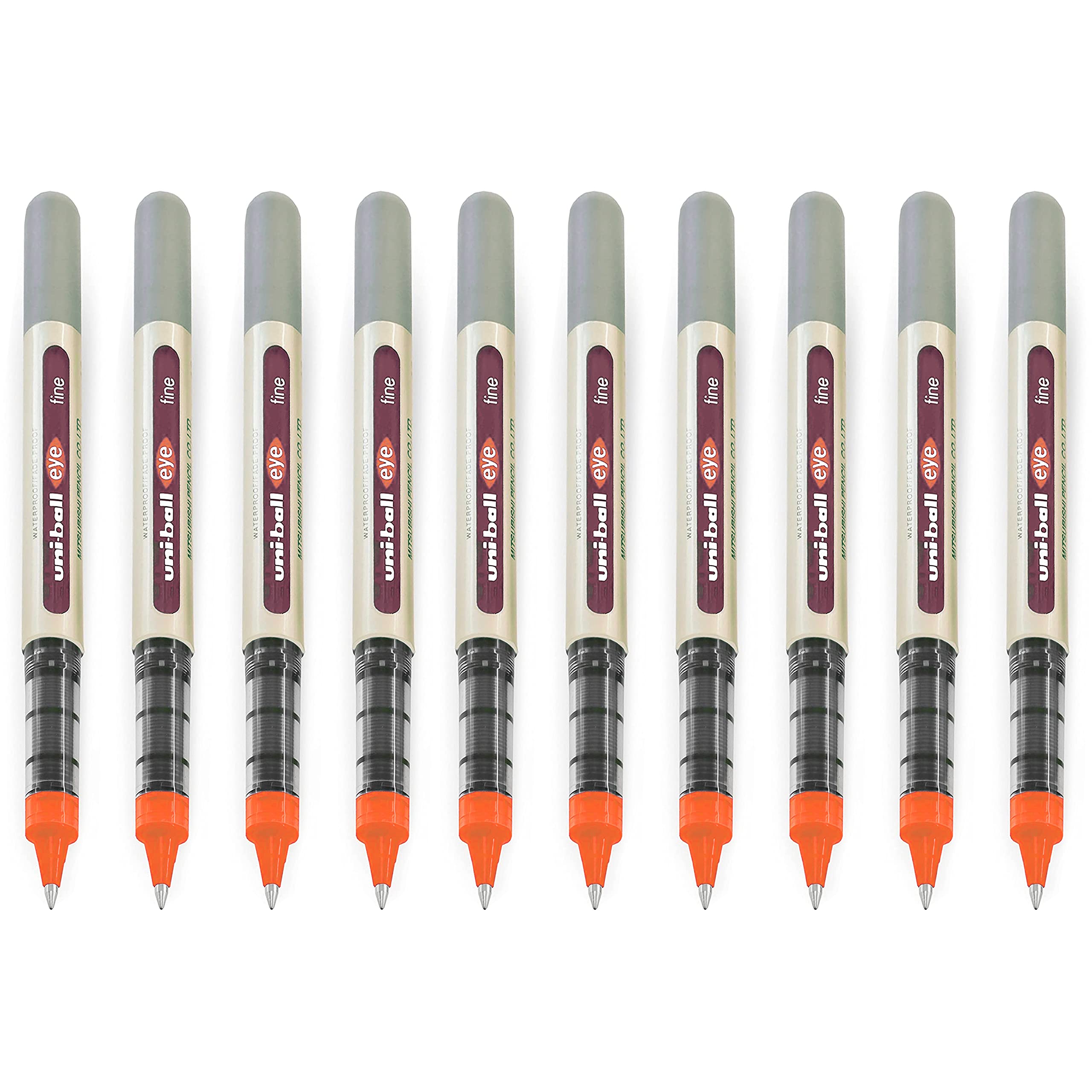 uni-ball EYE - UB-157E Rollerball Pens - 0.7mm Nib - Orange - Pack of 10