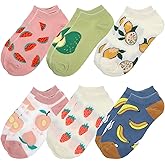 Mabor 6 Pairs Cute Ankle Socks for Women Aesthetic Fruit Patterned Funny Fun Low Cut Socks No Show Socks for Women Teen Girls