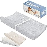 Jool Baby SERENITY Soft Changing Pad + Washable Cover, Non-Slip - Fits Standard Changing Tables & Dressers (Wave Pattern, Gra