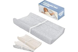 JOOL BABY PRODUCTS Jool Baby Soft Changing Pad + Washable Cover, Non-Slip - Fits Standard Changing Tables & Dressers (Gray/Wave)
