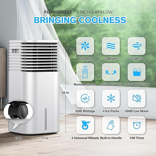 Windowless Portable Air Conditioner, 15H Timer 120°Oscillation