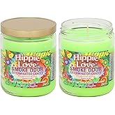 Smoke Odor Exterminator 13 oz Jar Candles Hippie Love, (2) Set of Two Candles.
