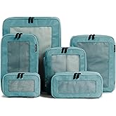 Aerotrunk Compression Packing Cubes for Travel - Luggage Organizer Bags - Double Zipper Packing Cubes for Suitcases (6-Pack, Teal)