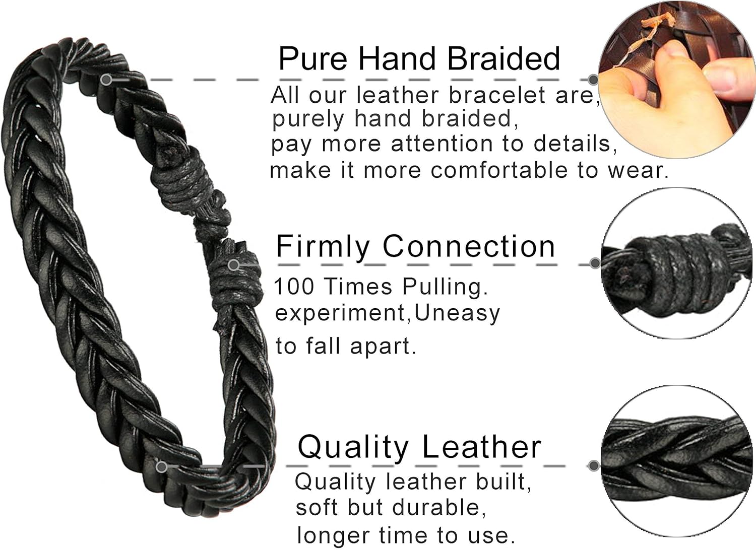 FIBO STEEL 32 Pcs Braided Leather Bracelets for Men Women Wooden Beads Cool Hemp Tribal Wristbands Cuff Punk Multilayered Bracelets: Clothing