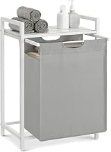 VASAGLE Laundry Basket 65 L Pull-Out Liner Shelf 50x33x72 cm Dove Grey