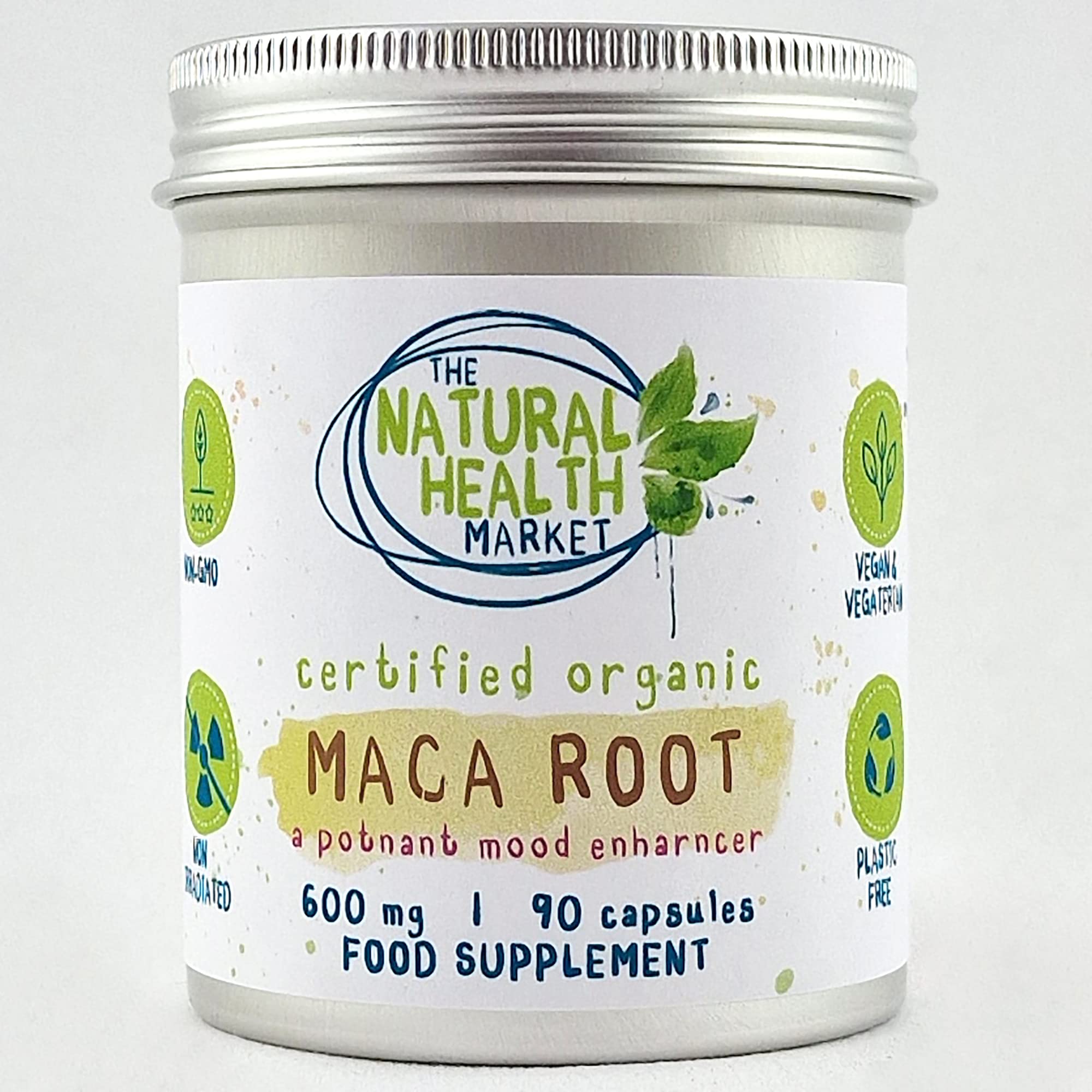 Organic Maca Root Capsules 600mg 90 Capsules by The Natural Health Market • Soil Association Organic Certified