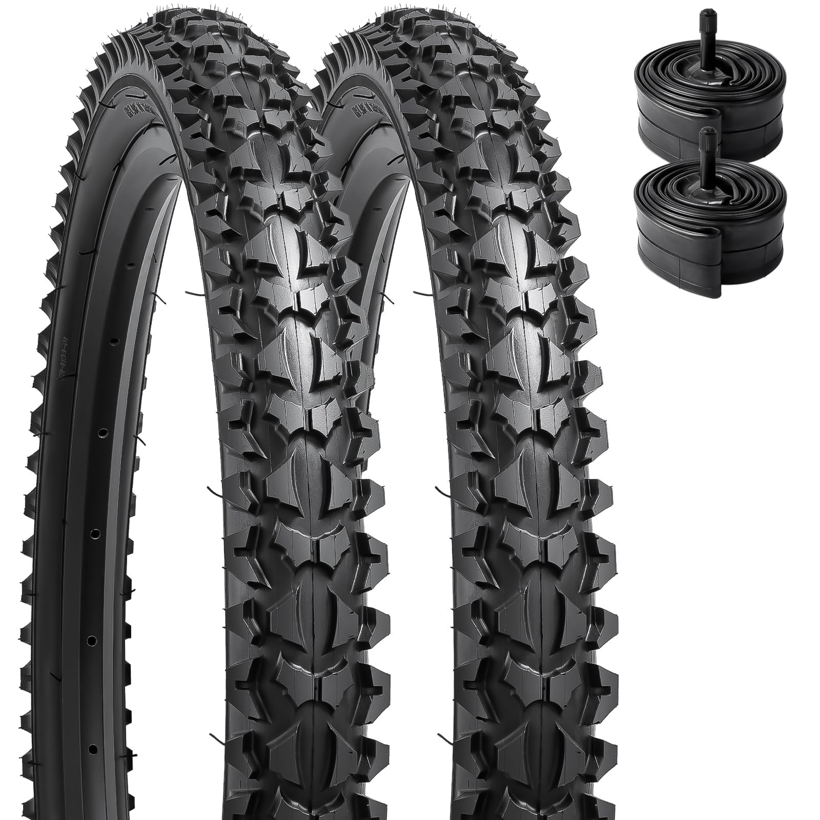 YunSCM 2-PCS 16 inch Bike Tyres 16x1.95 Bicycle Tyre and 16" Heavy Duty Bikes Tube AV32mm Schrader Valve, Compatible with 53-305 16x1.90 16x1.95 16x2.0 Mountain/Off Road Bicycles Tires and Tubes