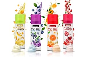 ZENSEME Bath Foam for Kids - 4-Pack Foam Soap for Kids - Soft, Fluffy, Scented Soap - Colorful to Build Fun Bath Art - Easy Spray Nozzles - Cherry, Mango, Blueberry, & Orange -3Oz cans