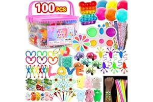 FYJOUS 100 pcs Fidget Toys Pack, Party Favors For Kids 8-12 Mini Autism Sensory Toy Goodie Bag Pinata Stuffers Treasure Box School Prizes Birthday Party Supplies Halloween Treat Xmas Gifts For Boys Girls 4-8