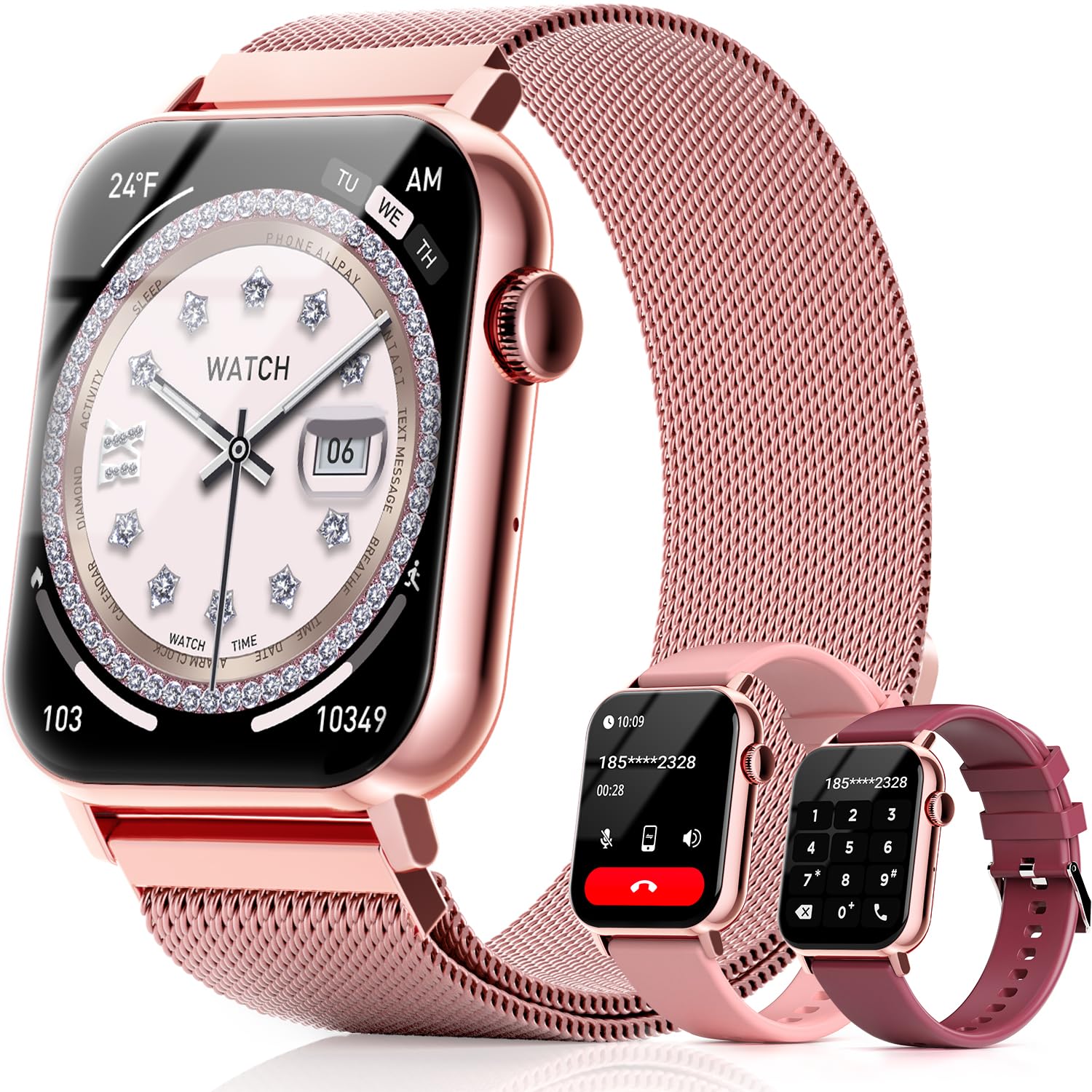 Photo 1 of Trendia Smart Watches for Women, 1.83'' HD Fitness Tracker with Answer/Make Calls, Heart Rate/Sleep/SpO2 Monitor, 120+ Sport Modes, IP68 Waterproof, Compatible iPhone/Samsung/Android (Rose Gold)